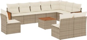 vidaXL 11 részes bézs polyrattan kerti ülőgarnitúra párnákkal