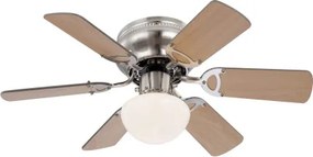 Globo 0307 Mennyezeti ventilátor matt króm test, bükk,grafitszürke MDF lapát, üveg búra, 1X60W E27, 50Hz, 3 fokozatú, 2 irányú forgás,láncos húzókapcsolóval