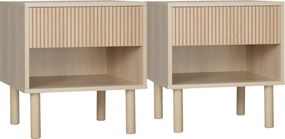 HOMCOM 2 db éjjeliszekrény - modern stílusú éjjeliszekrény fiókokkal és polcokkal, 47 x 47 x 50 cm-es méretben, természetes fa felülettel | Aosom