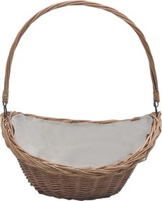 vidaXL barna fűzfa tűzifatároló kosár fogantyúval 57 x 46,5 x 52 cm