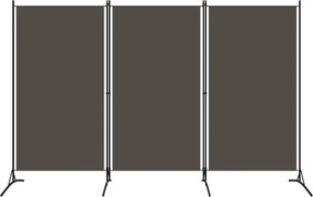 vidaXL antracitszürke 3 paneles paraván 260 x 180 cm