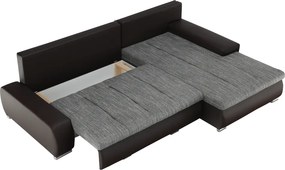 Sarokülőgarnitúra, barna/szürkésbarna melír, TRAMP