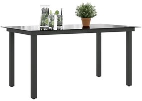 fekete alumínium és üveg kerti asztal 150 x 90 x 74 cm