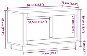 TV Szekrény Fekete Tölgy 80x35x45 cm Műcserép