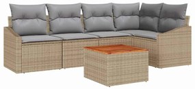 vidaXL Kerti Kanapé Szett párnával 6 pcs Bézs polirattan