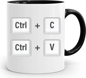 Fekete Bögre Ajándék Ctrl+c Ctrl+v Grafikusoknak fényképes nyomtatással