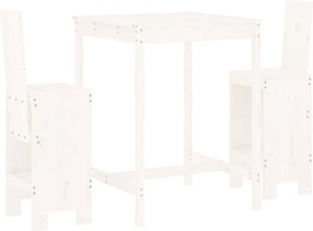 vidaXL fehér 3 részes tömör fenyőfa kerti bárszett
