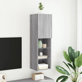 szürke sonoma színű TV-szekrény LED-lámpákkal 30,5x30x102 cm