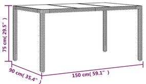 7 részes fehér polyrattan/üveg kerti étkezőgarnitúra párnával