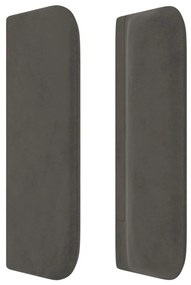 sötétszürke bársony szárnyas fejtámla 183x16x78/88 cm