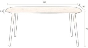 Étkezőasztal diófa dekoros asztallappal 90x165 cm Clover – Dutchbone