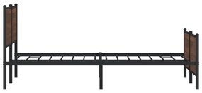 barna tölgy színű fém ágykeret matrac nélkül 180 x 200 cm