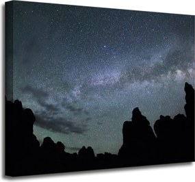 Vászonkép Természet Kozmosz Hegyek Sötétség Éjszaka Csillagászat 50x40