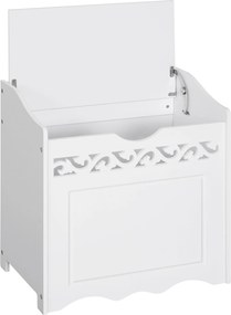 HOMCOM Fa Törölközőszekrény, Tárolószekrény Fürdőszobába, Hálószobába, Nappaliba, 55L x 34W x 58H cm, Fehér | Aosom