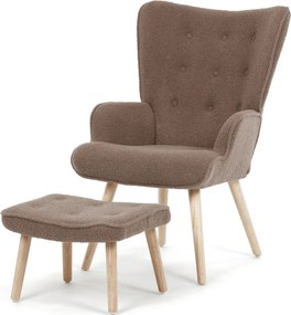 Barna relaxfotel, boucle szövet kárpitozással, AK-319 BR2