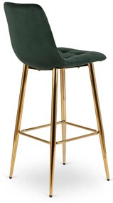 Zöld Bársony Bárszék Aranyszínű Lábbal. ARIEL