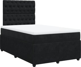 vidaXL fekete bársony rugós ágy matraccal 120 x 200 cm