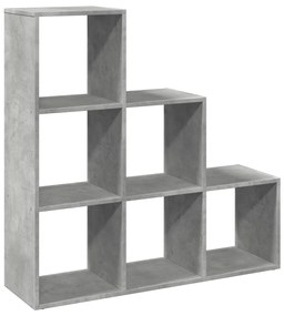 3 szintes betonszürke fa térelválasztó könyvespolc 99x29x99 cm