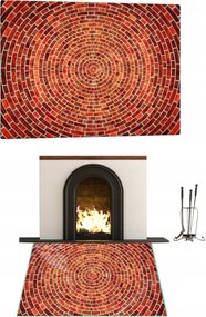 Kandalló Alatti Üveg Edzett Üveg Állvány Méret 52x30cm Tégla Grafikával