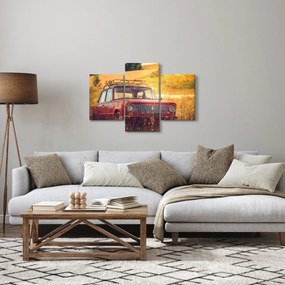 Autó a mezőben képe (90x60 cm)