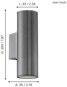 Eglo 94103 - LED-es kültéri lámpa RIGA 2xGU10/3W/230V