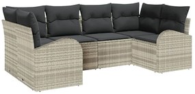 vidaXL Kerti Kanapé Szett párnával 6 pcs Világosszürke Poly Rattan