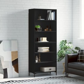 fekete szerelt fa magasszekrény 69,5x32,5x180 cm
