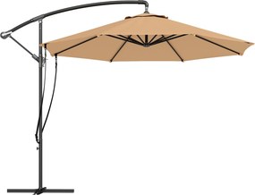 Outsunny Offset Napernyő Ø 290 cm Kertiparaván Keresztalappal, Kurblis Védőhuzattal és Anti-UV 50+ Szélzsinórral Teraszhoz, Patihoz Khaki | Aosom