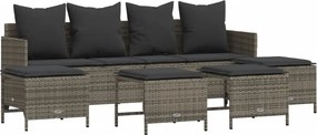 vidaXL 5 részes szürke polyrattan kerti ülőgarnitúra párnákkal