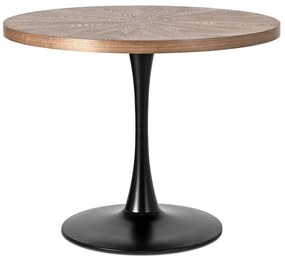 Kerek Étkezőasztal Dió/Fekete Színben. LINO 100 cm