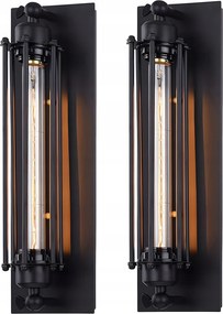 2db Retro fali lámpa fekete Loft retro lámpa fehér meleg E27