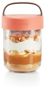 To Go leves/joghurt ételhordó müzlitartóval és narancssárga tetővel, 400 ml - Lékué
