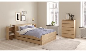 Natúr színű franciaágy tölgyfa dekorral 160x200 cm Naia – Tvilum