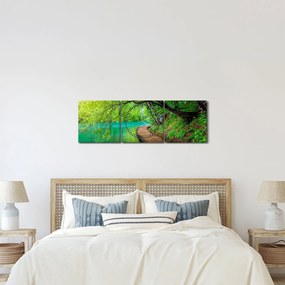 Kép - Plitvicei-tavak (órával) (90x30 cm)