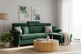 Vario sarokkanapé ágyfunkcióval univerzális jobb/bal oldali - zöld bársony Bluvel 78