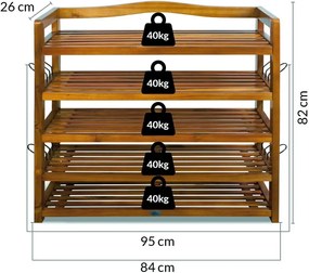 Casaria® Akácfából készült cipőtartó - 5 szint