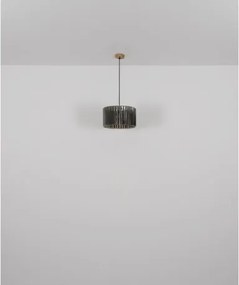 Globo 30229346 Függőlámpa, fém fa megjelenésű, füstszínű K5 kristályok, kábel textil fekete, ø: 350mm, M: 1200mm, 3x E27 60W 230V izzók nélkül