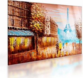 Üveg kép - Esős idő és az Eiffel-torony (70x50 cm)