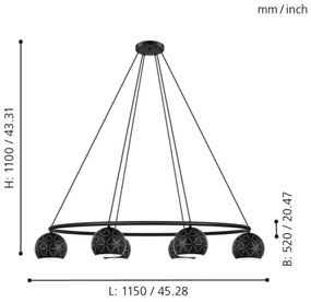 Eglo 98456 - Csillár zsinóron CANTALLOPS 6xE14/40W/230V
