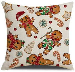 Karácsonyi Párnahuzat GINGER PARADE 45x45 cm, bézs