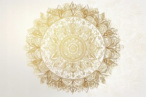 Vászonkép Canvas Mandala Fehér Arany Harmónia Wellbeing Zen 120x80