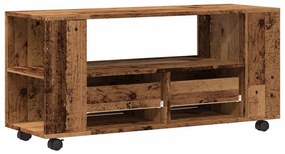 antik fa színű szerelt fa TV-szekrény kerekekkel 102x34,5x43 cm