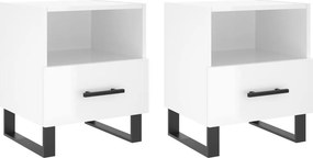 vidaXL 2 db magasfényű fehér szerelt fa éjjeliszekrény 40x35x47,5 cm