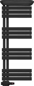 Sophia dekoratív fürdőszobai radiátor 1180x500 fekete Duoplex és polc
