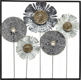 Fali dekoráció Fém virág dekoráció 50x50 cm tavaszi dekoráció a nappaliba
