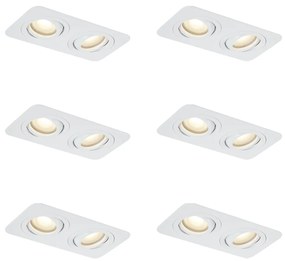 6 darabos, lekerekített, süllyesztett spotlámpa szett, fehér, GU10 50mm, forgatható és dönthető, IP44, 2-lámpás - Alberto