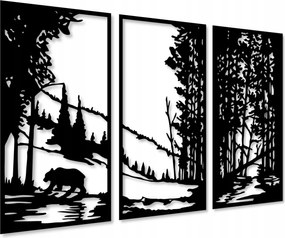 Kép Áttört Erdő Fák Dekoráció Áttört Panelek Képek Nappali Triptichon