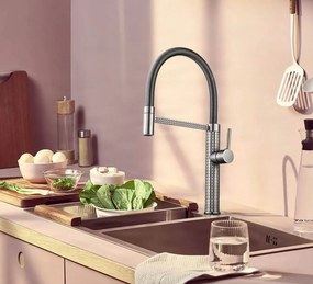 Kihúzható zuhanyfejes ELITE EDITION KS1220 konyhai csaptelep többféle színben, például matt fekete és króm — Fekete