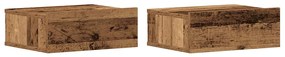 2 db antik fa szerelt fa lebegő éjjeliszekrények 40x32x15 cm