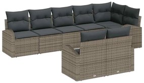 vidaXL Kerti Kanapé Szett párnával tárolóval 8 pcs Szürke polirattan